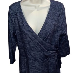 The Limited  size large dark blue denim like faux wrap lined midi dress